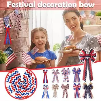 Лента из конопли с проволочным краем, украшение в виде банта на День независимости Америки