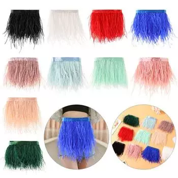 Лента из перьев для свадебного платья, отделка из страусиных перьев, длина 1 метр, ширина 8-10 см, кромка из перьев red