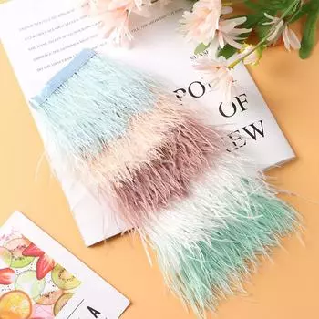 Лента из перьев страуса, кромка, 1 метр в длину, 8-10 см в ширину, отделка из перьев страуса своими руками, свадебное платье, аксессуары для поделок чёрный