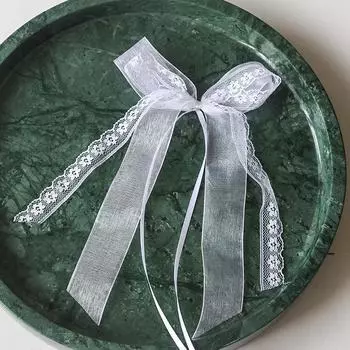 Лента из снежной пряжи, аксессуары для волос ручной работы, кружевной бант из пряжи Love, подарочная упаковка, прозрачный шифоновый стример Snow lace bow