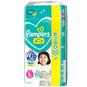 [Лента L размер] Pampers подгузник гладкий уход (9~14 кг) 60 штук