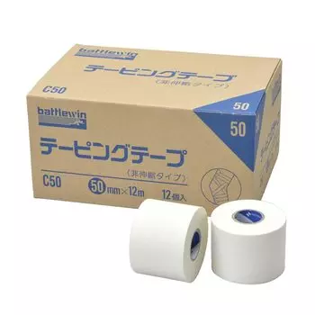 Лента Nichiban Battle Win Taping Tape 12 рулонов 50 мм x 12 м C50 (Нерастягивающийся) белый