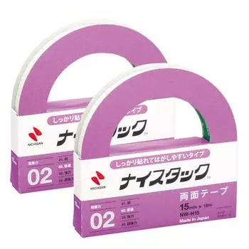 Лента Nichiban Nicetack прочно приклеивается и легко отклеивается, 15 мм, двухсторонняя NW-H15AZ2P