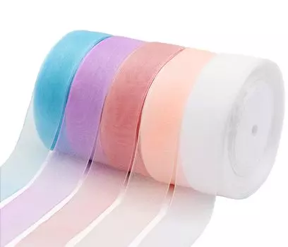 Лента паевхо для упаковки, лента органза, 5 рулонов, ширина 25 мм, рулон 45 м, простые аксессуары для волос, подарочная упаковка, свадебное украшение SD-01