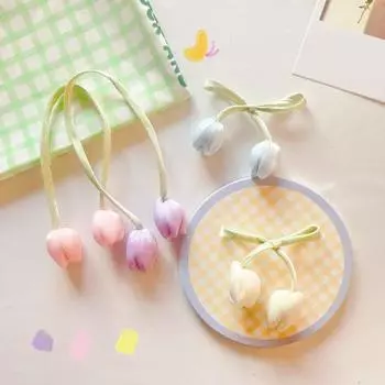 Лента-ремешок из ткани с бутонами тюльпана, аксессуар для волос с бутонами тюльпана, подхват для штор ручной работы для проектов «сделай сам», украшение для дома бежевый