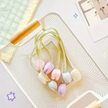 Лента-ремешок из ткани с бутонами тюльпана, аксессуар для волос с бутонами тюльпана, подхват для штор ручной работы для проектов «сделай сам», украшение для дома розовый