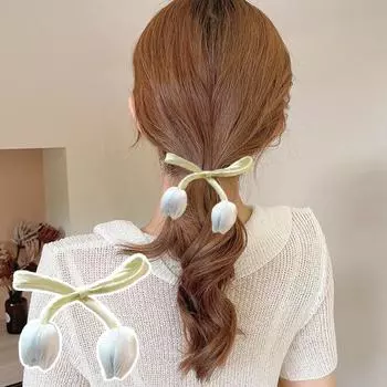 Лента-ремешок из ткани с бутонами тюльпана, аксессуар для волос ручной работы в виде тюльпана фиолетовый