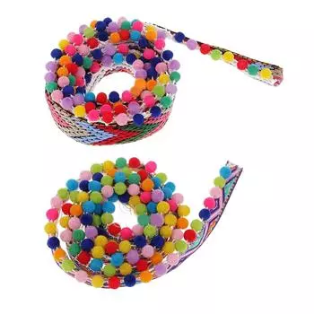 Лента с бахромой и помпоном, нежная, в этническом стиле, 1 ярд, жаккардовая лента с помпоном для одежды, юбок, постельного белья, свадебных платьев, сумок Width 28mm