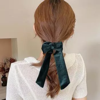 Лента с бантом, декор, кольцо для волос, высокоэластичная декоративная резинка для волос, бархатная ткань, веревка для волос, аксессуар для волос розовый