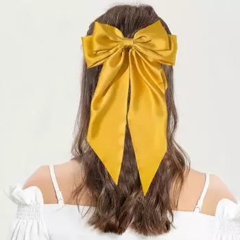 Лента с бантом, декор, заколка для волос, атласная ткань, весенняя заколка для волос, противоскользящий дизайн, декоративная лента с бантом, заколка для волос на затылке, аксессуар для волос шампанского