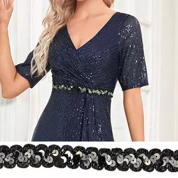 Лента с блестками, изысканная полиэфирная пряжа «сделай сам», швейная аппликация, кружевная отделка с блестками, товары для дома фиолетовый