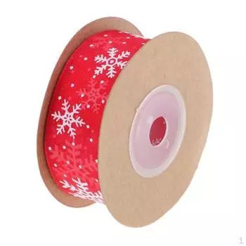 Лента с принтом снежинок длиной 10 ярдов красный