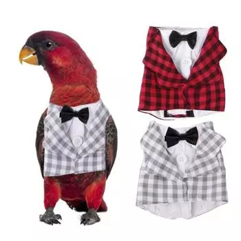 Лента с застежкой для рубашки в виде попугая, детальный бантик, мягкий наряд, хлопковая решетка с принтом L красный