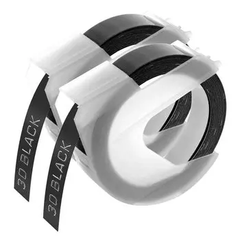 Лента Suminey Dymo Ширина 9 мм Длина 3 м Черная тисненая лента Глянцевая лента Dymo 3D Глянцевая лента DM0903B Лента Dymo Writer 2 шт. Подходит для DM20008 DM1595BU