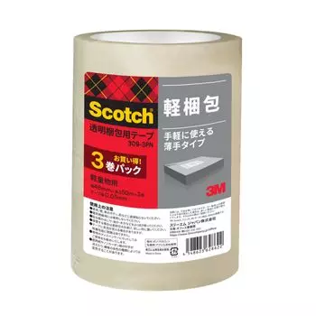 Лента упаковочная 3M Scotch Gum Tape легкая 48 мм x 50 м 3 рулона в упаковке 309-3PN