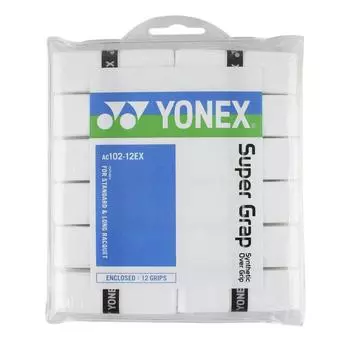 Лента Yonex Wet Super Grip Tape, 12 шт., упаковка Yonex Super Grap, 12 шт., овергрип AC102-12EX… (белый)
