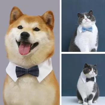 Лента-застежка, мягкий лацкан, красивый ошейник для собак и кошек, галстук, товары для домашних животных L синий