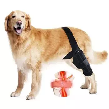 Лента-застежка, повязка на ногу собаки, дышащая, тонкое шитье, высокая прочность, регулируемая повязка на заднюю ногу собаки, товары для домашних животных S чёрный