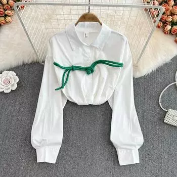 Lente Ontwerp Gevoel Van Minderheid Land Mode Witte рубашка Vrouwen Lange Mouw Losse китайская рубашка Knoop Buitenlandse Stijl Top