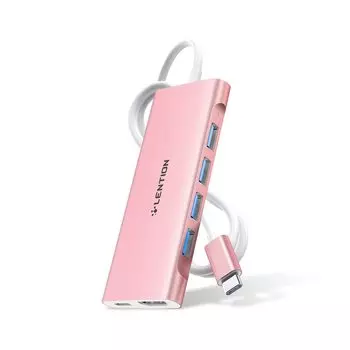 LENTION 6in1 USB Type C Hub Длина кабеля 1 м USB 4K HDMI PD Зарядка 60 Вт Type C Typec MacBook Pro M1 MacBook Air M1 iPad iPad Surface Pro 7 8 Go 2 3 розового золота
