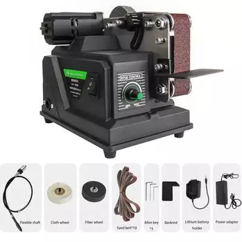 Ленточная шлифовальная машина Allsome Mini, электрическая шлифовальная машина мощностью 180 Вт с 10 шлифовальными лентами размером 533*30 мм, подходит для аккумулятора Makita 18 В