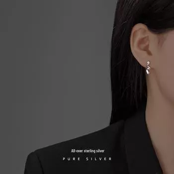 Ленточные серьги из стерлингового серебра S925 пробы с 18-каратным золотом — элегантный, изысканный дизайн для женщин ES1640 платиновый