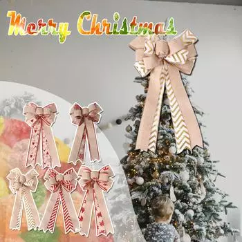 Ленточный венок, бант шириной 10 дюймов, длинный хвост 18 дюймов, лента для рождественской елки, зимние украшения, рождественский декор, декор входной двери