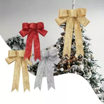 Ленточный венок, бант шириной 10 дюймов, длинный хвост 18 дюймов, лента для рождественской елки, зимние украшения, рождественский декор, декор входной двери One Size красный
