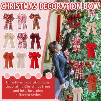Ленточный венок-бантик шириной 9,44 дюйма, длинные хвосты 9,44 дюйма, лента для рождественской елки, зимнее украшение, рождественский декор, украшение для входной двери 6 шт. One Size