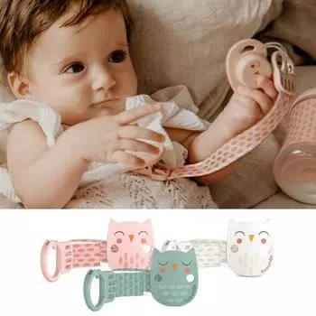 Ленточный зажим для соски Swabinex Bonomia (боковой зажим) 3 типа, выберите 1, корейские детские товары Owl pink (ribbon)