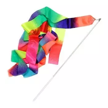 Ленты для художественной гимнастики, градиентные цвета, танцевальная лента, балетная лента, реквизит для выступлений 2m-White Handle