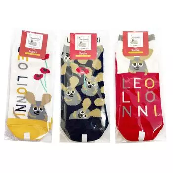 Leo Leoni Frederic Picture Book OPP Ladies 3 пары из 3 новых кроссовок длина 347926 D Носки, носки, сумка, (примерно 22-25см), Взрослые, шаблоны,