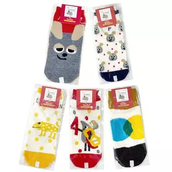 Leo Leoni Frederick OPP Picture Cute 5 Sneakers Length B Socks, Носки, Сумка, Женские (приблизительно. 22-25cm), Книга, Мышь, Узоры, 347643,
