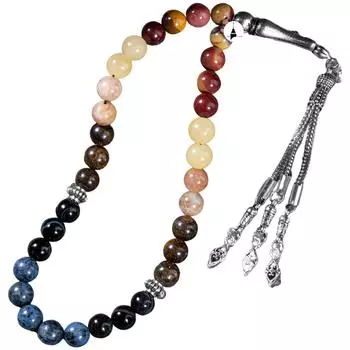 Leo Rosary Бронзит, Дюмортьерит, Солнечный камень, Яшма, Кальцит, Черноглазый агат