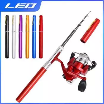 LEOFISHING Мини-ручка для зимней удочки 97 см и катушка для спиннинга 5,1:1 комплект портативных карманных морских удочек, аксессуары для рыболовных снастей 97CM rod with Reel серебряный