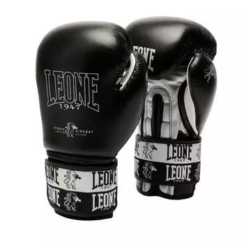 LEONE 1947 Boxing Gloves Unisex Cowhide Outer Polyurethane Pad Velcro Fastener Black GN208 [ICONIC] 100% (10oz) [Genuine Product] чёрный
