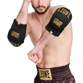 LEONE 1947 MMA Муай Тай Боевые искусства Налокотник Унисекс Поддержка локтя Мягкая Застежка-липучка Размер M PR341 [DNA] Черный/Золотой [Оригинал] чёрный
