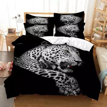 Leopard Bedding Set Duvet Cover Set 3d Bedding Digital Printing Bed Linen Queen Size Bedding Set Fashion Design EU single(135x200cm)