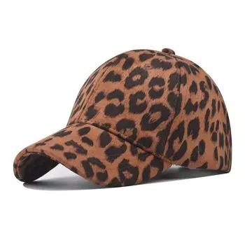 Leopard Cotton Pattern Baseball Cap Unisex Curved Brim Sun Hat For Wear Casual Leopard Brown