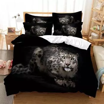 Leopard Fashion Bedding Set 2/3pcs 3D Digital Printing Duvet Cover Sets 1 Quilt Cover + 1/2 Pillowcases US/EU/AU Size EU single(135x200cm)&set
