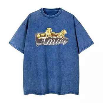 Leopard Fierce Pattern Print Summer Men s And Women s Water Wash vintage T-shirt Fashion Casual Top graphic t shirts S