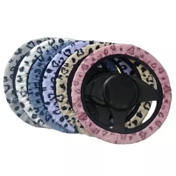 Leopard Heart Print Steering Wheel Cover Winter Teering Wheel Cover Car Interior Accessories белый