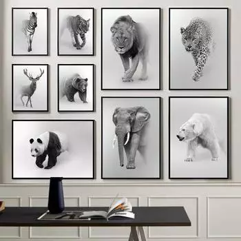 Леопард, лев, слон, панда, тигр, животные, постеры и принты, современная живопись на холсте, настенные картины, украшения для гостиной и дома 21x30cm No Framed