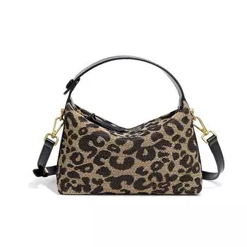 Leopard Print Autumn and Winter Hand-held Lunch Box Bag, Retro Large-capacity Single-shoulder Crossbody Bag, High-end Casual Women s Bag