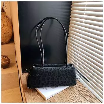 Leopard print bag women s large-capacity new summer leisure niche shoulder underarm bag work commuter bag чёрный