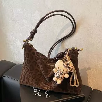 Сумка с леопардовым принтом, женская, большая, вместительная, на осень и зиму, новая, универсальная, повседневная, сумка через плечо, сумка для поездок на работу