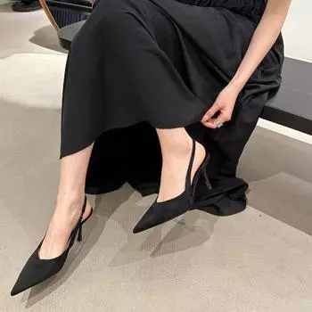 Leopard Print High Heels Empty Bag Head Sandals Women S High-End Pointed Thin Heel French Small Single Shoes 35 коричневый