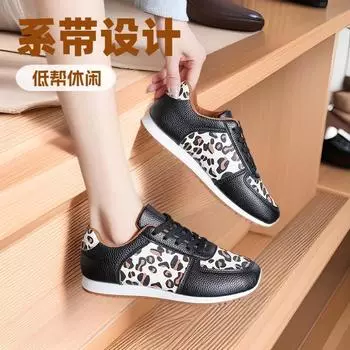 Leopard print large size women s shoes simple and trendy Forrest Gump shoes 2025 new lightweight and beautiful casual versatile sports women s shoes 36 чёрный