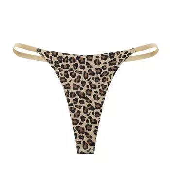Leopard Print Low-Waist Seamless Thong - Women s Ice Silk Bikini Panties XS (37.5-47.5kg)