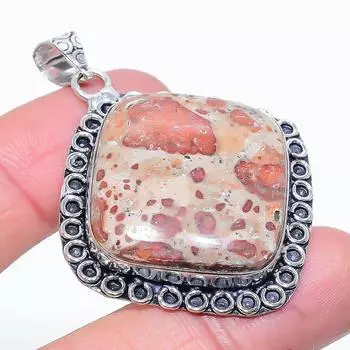 Leopard Skin Jasper Gemstone 925 Sterling Silver Jewelry Pendant 2.13 U3o67